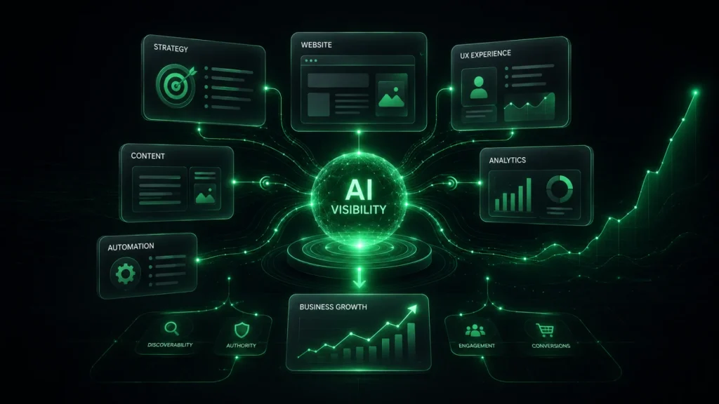 AI-powered search interface showing SEO transformation into Google AI Mode style answers